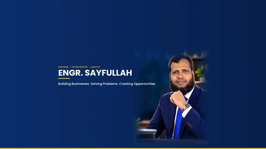 ENGR. SAYFULLAH brand banner with portrait
